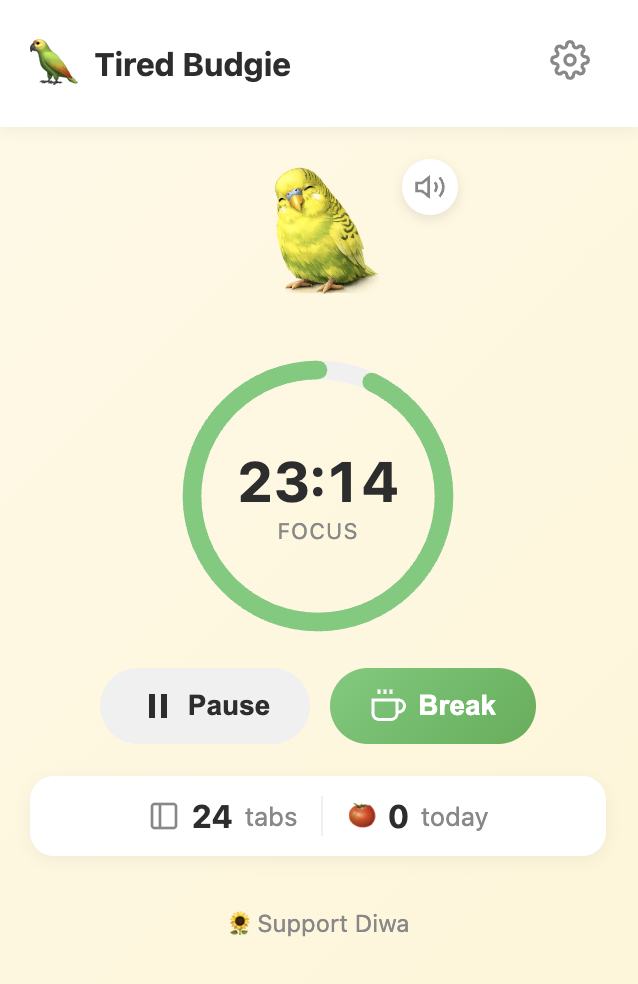 Focus mode - timer running